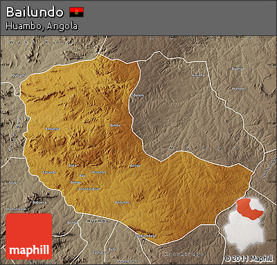 Physical Map of Bailundo, semi-desaturated