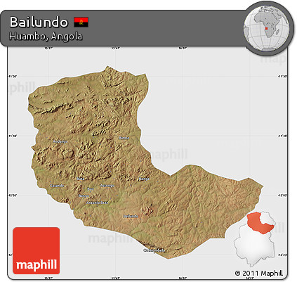 Satellite Map of Bailundo, single color outside