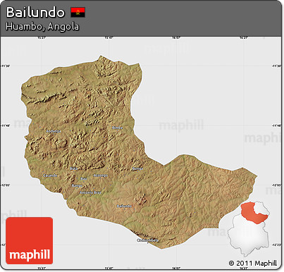 Satellite Map of Bailundo, single color outside