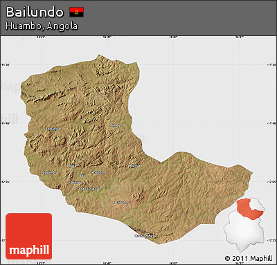 Satellite Map of Bailundo, single color outside