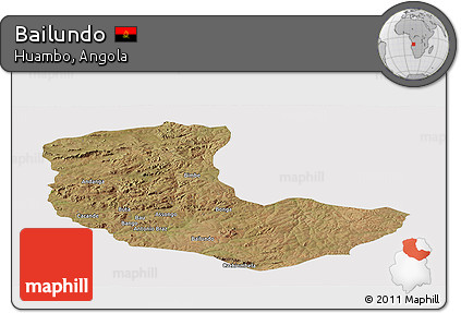 Satellite Panoramic Map of Bailundo, cropped outside