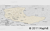 Shaded Relief Panoramic Map of Bailundo, desaturated