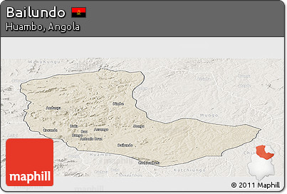 Shaded Relief Panoramic Map of Bailundo, lighten