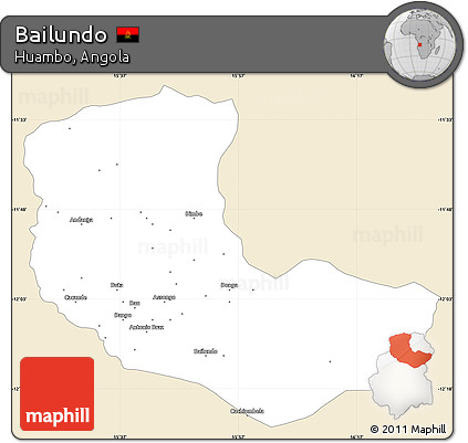 Classic Style Simple Map of Bailundo, single color outside