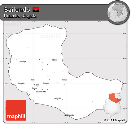 Silver Style Simple Map of Bailundo, cropped outside