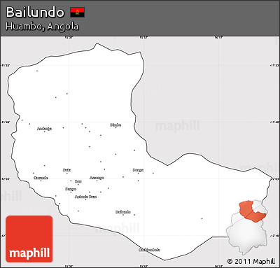 Silver Style Simple Map of Bailundo, cropped outside