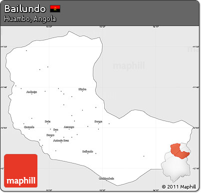 Silver Style Simple Map of Bailundo, single color outside