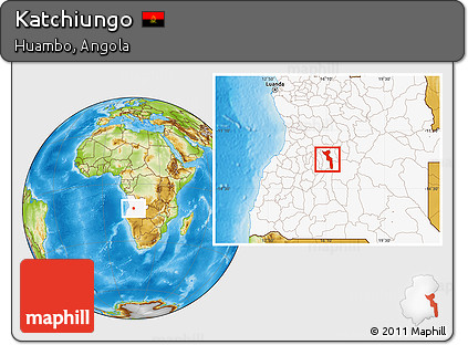 Physical Location Map of Katchiungo, highlighted country