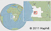 Savanna Style Location Map of Katchiungo, highlighted country, highlighted parent region, within the entire country, hill shading