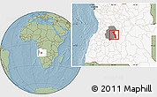 Savanna Style Location Map of Katchiungo, highlighted country, highlighted parent region, hill shading