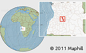 Savanna Style Location Map of Katchiungo, highlighted country, hill shading
