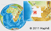 Physical Location Map of Huambo, highlighted country, within the entire country