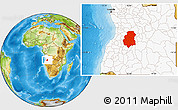 Physical Location Map of Huambo, highlighted country