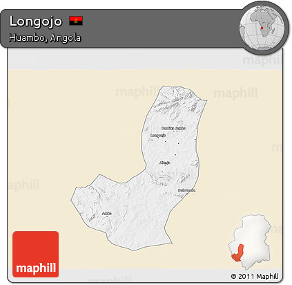 Classic Style 3D Map of Longojo, single color outside