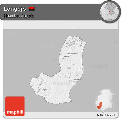 Gray 3D Map of Longojo, single color outside