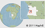 Savanna Style Location Map of Longojo, highlighted country, highlighted parent region, within the entire country, hill shading