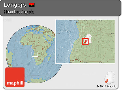 Savanna Style Location Map of Longojo, highlighted parent region, hill shading