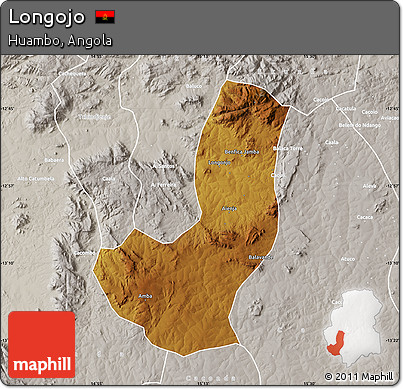 Physical Map of Longojo, lighten, semi-desaturated