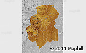 Physical Map of Huambo, lighten, desaturated
