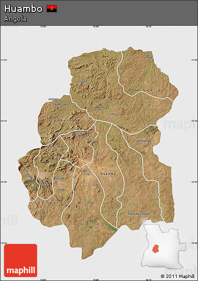 Satellite Map of Huambo, single color outside