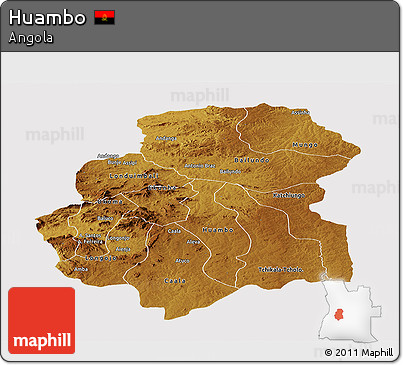 Physical Panoramic Map of Huambo, cropped outside