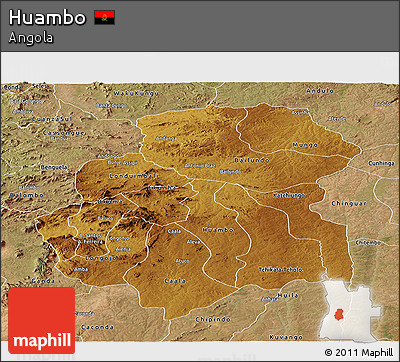 Physical Panoramic Map of Huambo, satellite outside