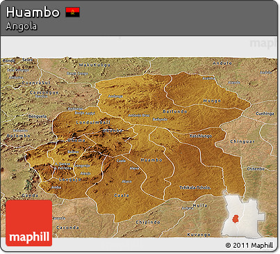 Physical Panoramic Map of Huambo, satellite outside