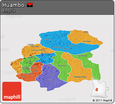Political Panoramic Map of Huambo, single color outside
