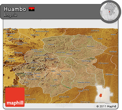 Satellite Panoramic Map of Huambo, physical outside