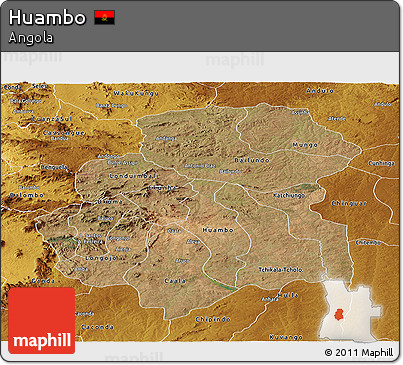 Satellite Panoramic Map of Huambo, physical outside