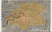 Satellite Panoramic Map of Huambo, semi-desaturated