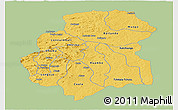 Savanna Style Panoramic Map of Huambo, single color outside