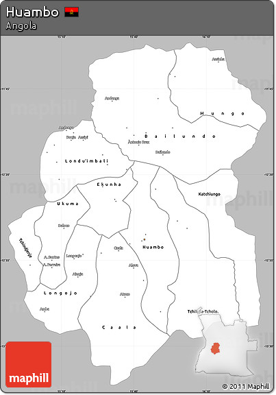 Gray Simple Map of Huambo, single color outside