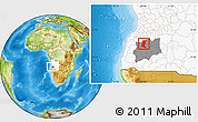 Physical Location Map of Caluquembe, highlighted country, highlighted parent region
