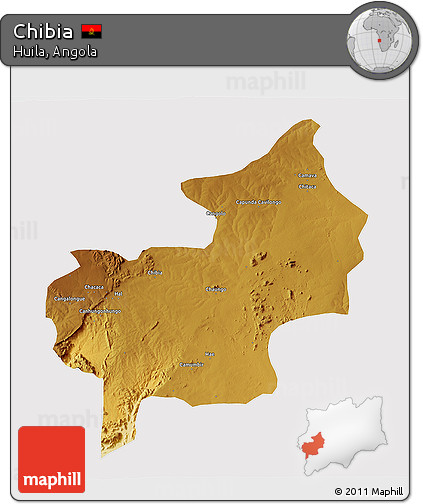 Physical 3D Map of Chibia, cropped outside