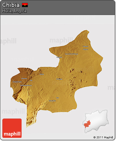 Physical 3D Map of Chibia, cropped outside