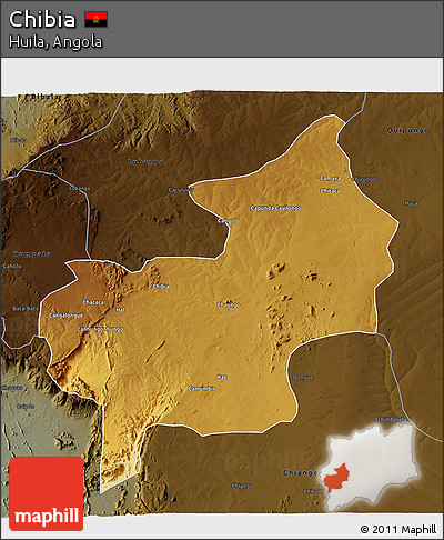 Physical 3D Map of Chibia, darken