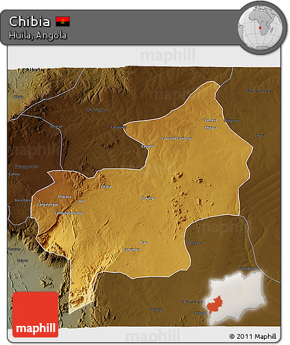 Physical 3D Map of Chibia, darken