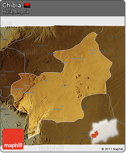 Physical 3D Map of Chibia, darken
