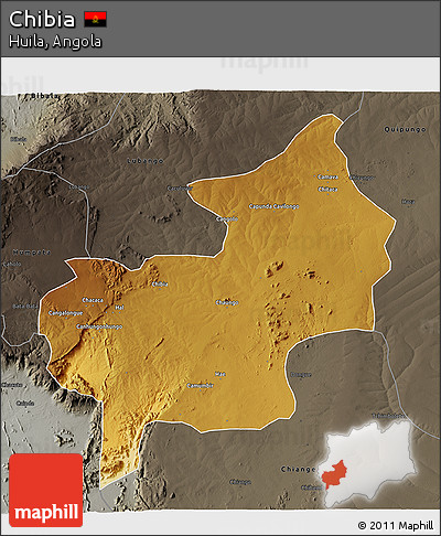 Physical 3D Map of Chibia, darken, semi-desaturated