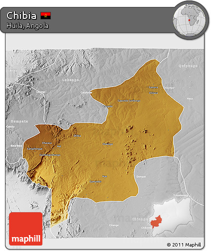 Physical 3D Map of Chibia, lighten, desaturated