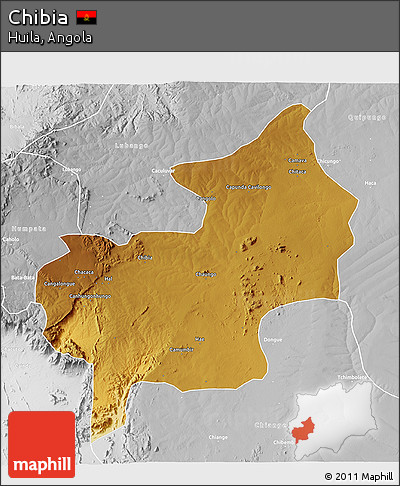 Physical 3D Map of Chibia, lighten, desaturated