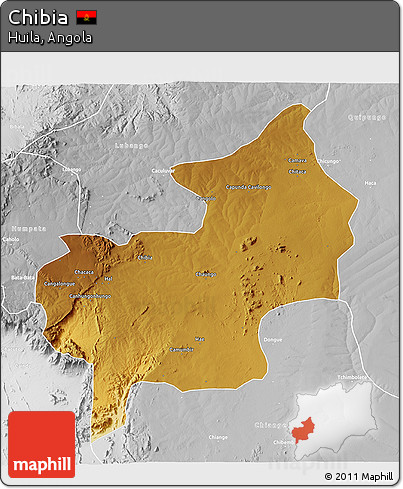 Physical 3D Map of Chibia, lighten, desaturated