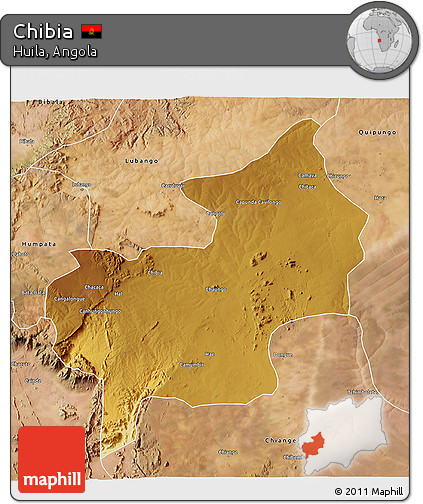 Physical 3D Map of Chibia, satellite outside