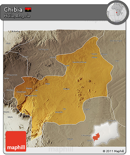 Physical 3D Map of Chibia, semi-desaturated