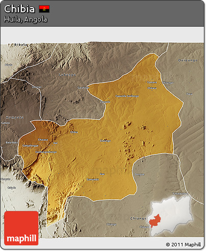 Physical 3D Map of Chibia, semi-desaturated