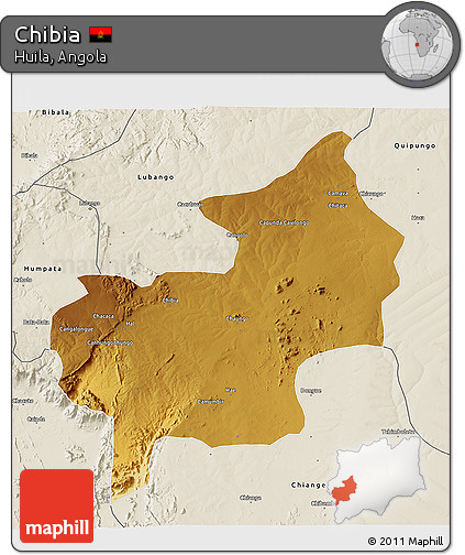 Physical 3D Map of Chibia, shaded relief outside