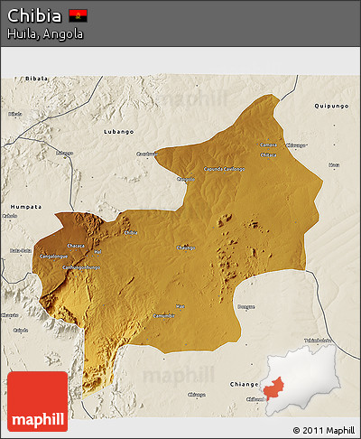 Physical 3D Map of Chibia, shaded relief outside