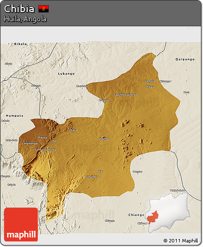 Physical 3D Map of Chibia, shaded relief outside