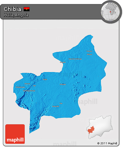 Political 3D Map of Chibia, cropped outside